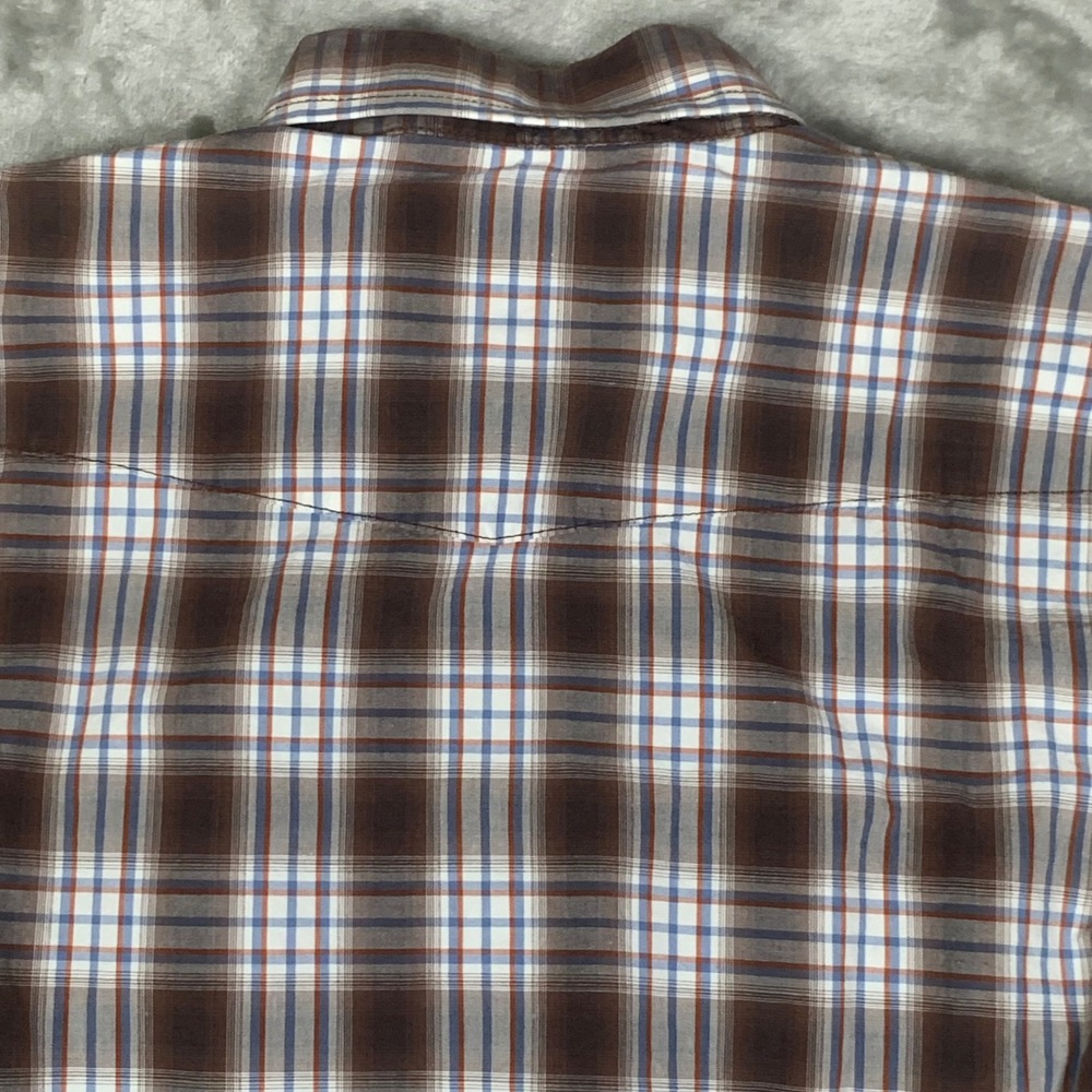 Rough Stock by Panhandle Western Pearl Snap Shirt Boys M 10 Brown Plaid Cowboy - Picture 6 of 9